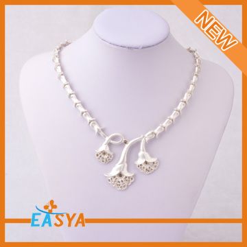 White Rose Flower Statement Pendant Necklace