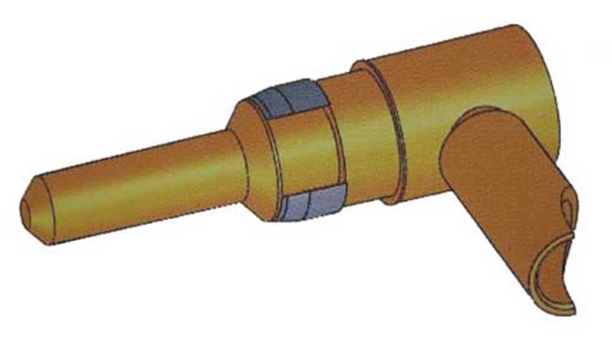 D-SUB coaxial de contacto de alimentación macho de soldadura en ángulo recto