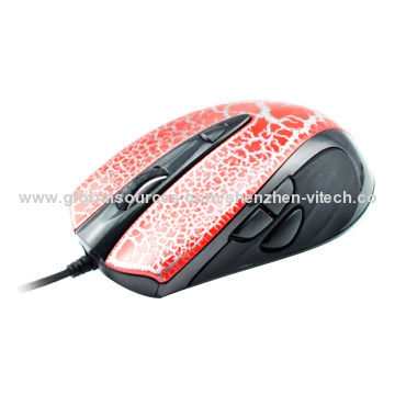 Comfortable USB Optical Mouse with 2,800cpi Adjustable Speed, Rubber Handle Groove