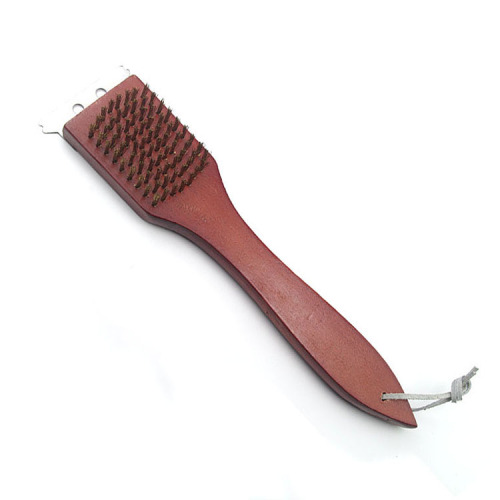 Grill cleaner cleaning brass brush with wooden handle