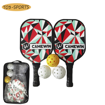 2PCS Pickleball Racket Set,3 balls & 2 Paddles &1 bag, Carbon fiberComposition PE Honeycomb Core racket surface,Lightweight