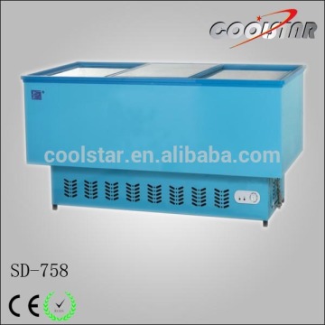 New style glass door commerical island freezing showcase