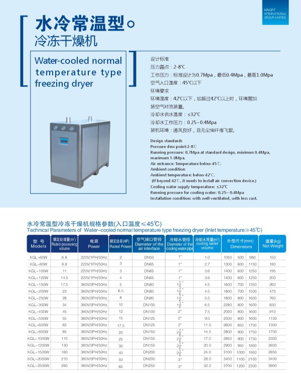 Water-Cooled Normal Temperature Type Freezing Dryer
