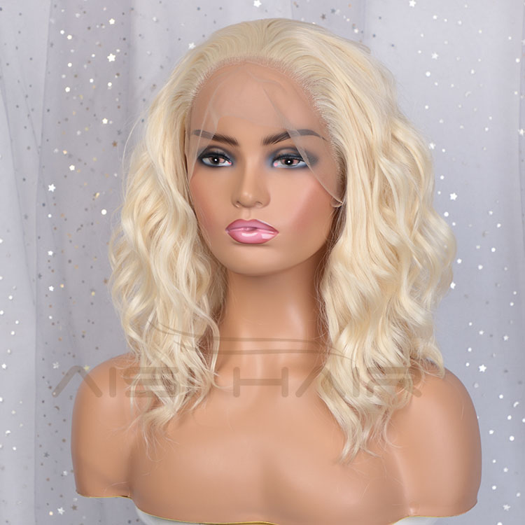 Aisi Hair 16 Inch Medium Long Body Wave Blonde Wig Long Wavy Swiss Lace Wig Synthetic Lace Frontal Hair Wigs For Black Women