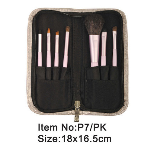 outil Pinceau maquillage de 7pcs noir poignée plastique animal/nylon serti de sac de tirette