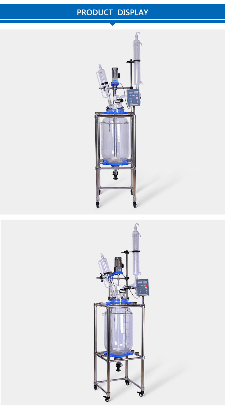 Factory Price Big Lab Jacketed Glass Polymerization Reactor 