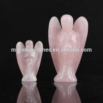 1" 2" Natural craved gemstone angel rose quartz angel