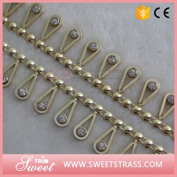 golden plated diamond ribbon fringe trim STRBT-056