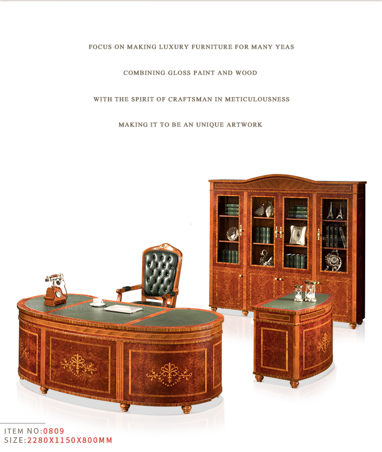 classical solenne 0809 radian mdf wooden pattern veneer panel executive desk furniture office