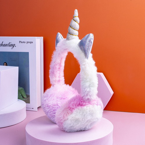 Trendy lindo unicornio niños encantadores auriculares de invierno de pelaje de lujoso