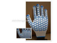 Cotton shell and PVC dotted work gloves/wave dotted gloves