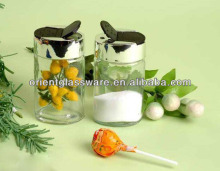 clear glass pepper storage bottle