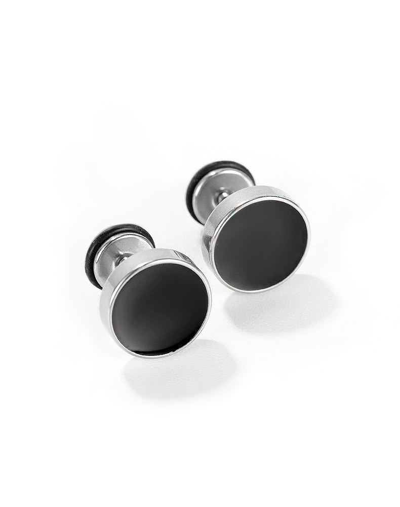 10mm round black classic men hip hop jewelry stainless steel classic stud earrings men