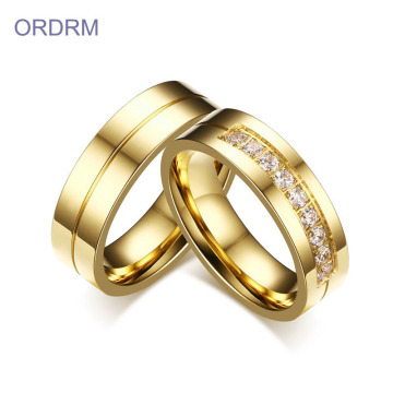 Cheap Minimalist Stainless Steel Gold Wedding Ring Sets