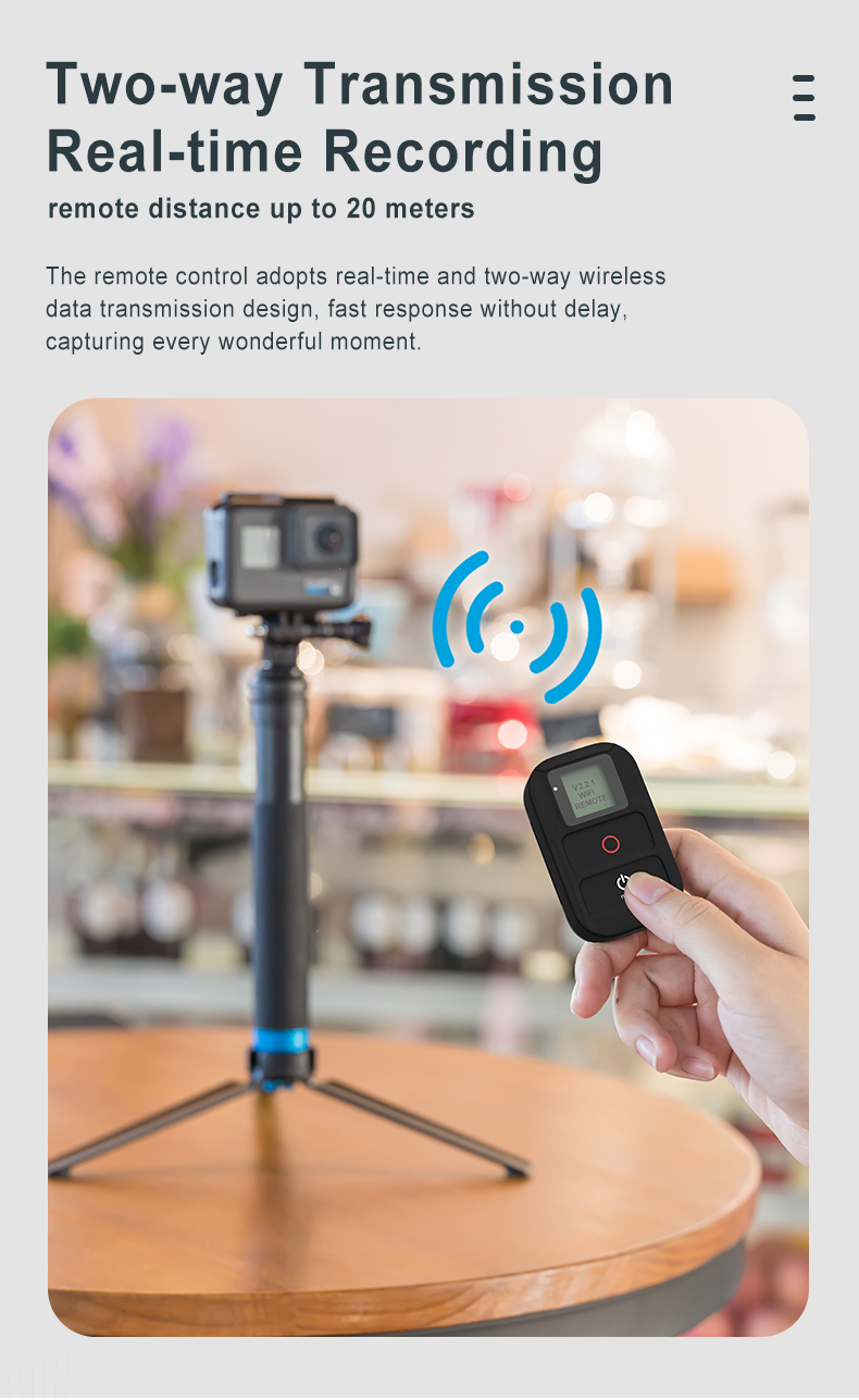 TELESIN WiFi Remote Control suitable for GoPro Hero 10 9 Max Hero 8 7 6 5 4 3 Black Hero 4 Session sports camera accessories