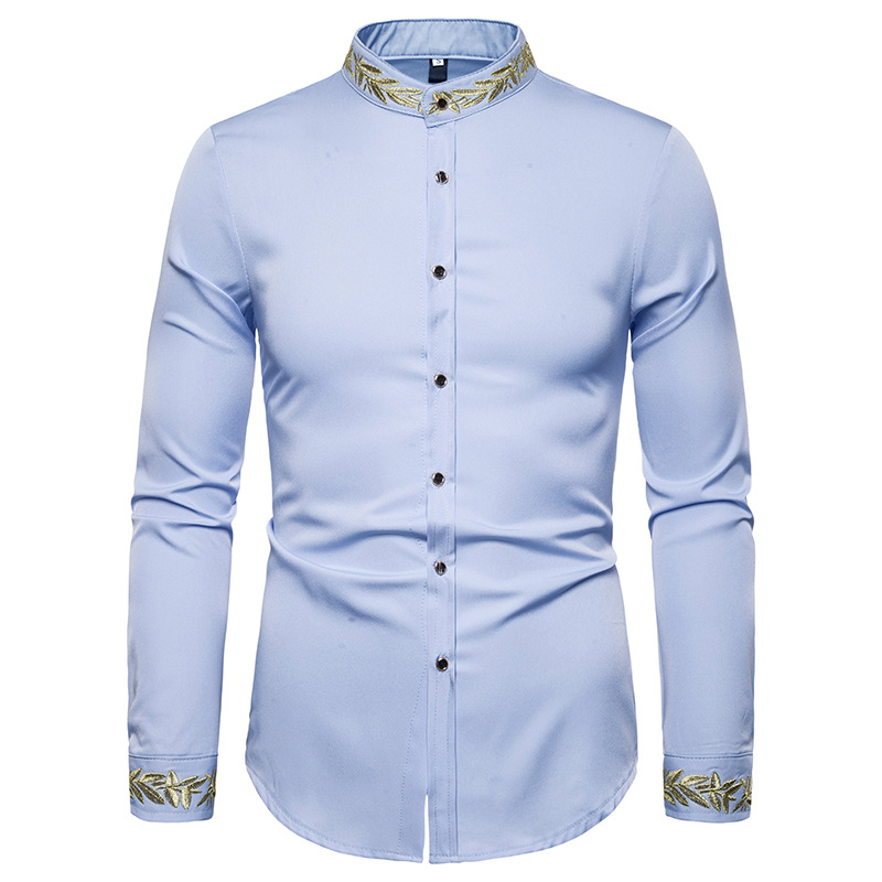2019 Clothes Man Shirt for Men Embroidery Long Print Traditional Clothing