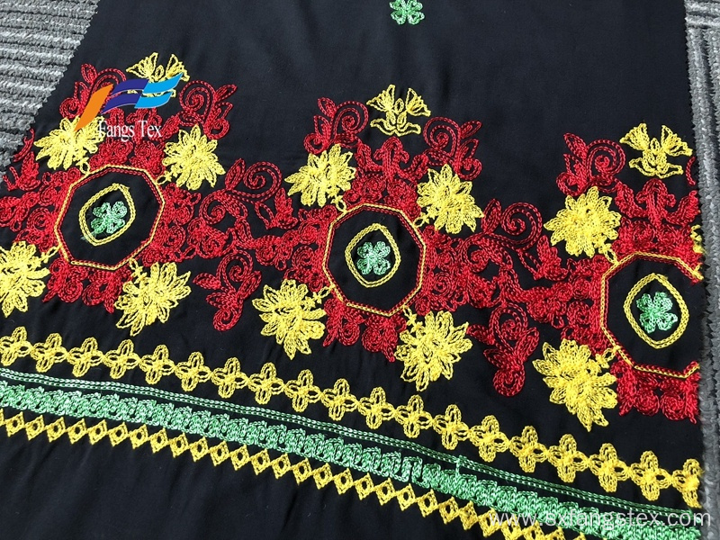 100% Polyester Wool Peach Embroiderd Formal Black Fabrics