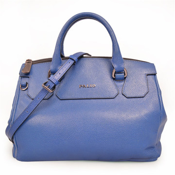 Borsa tote metallizzata blu Market in pelle martellata