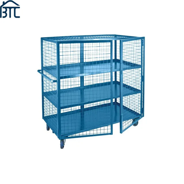 Steel Mesh Security Carts Mobile Wire Security Carts.