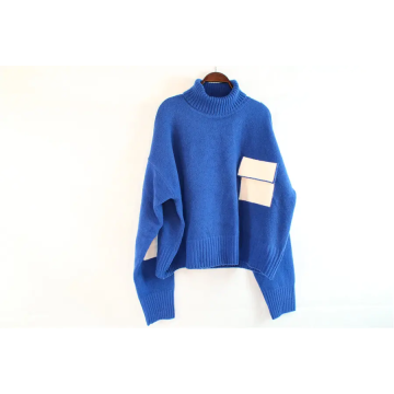 Maglione a maglia blu di moda personalizzata