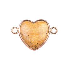 Picture Jasper Love Heart Double Hole Gold Connector for DIY Making Jewelry
