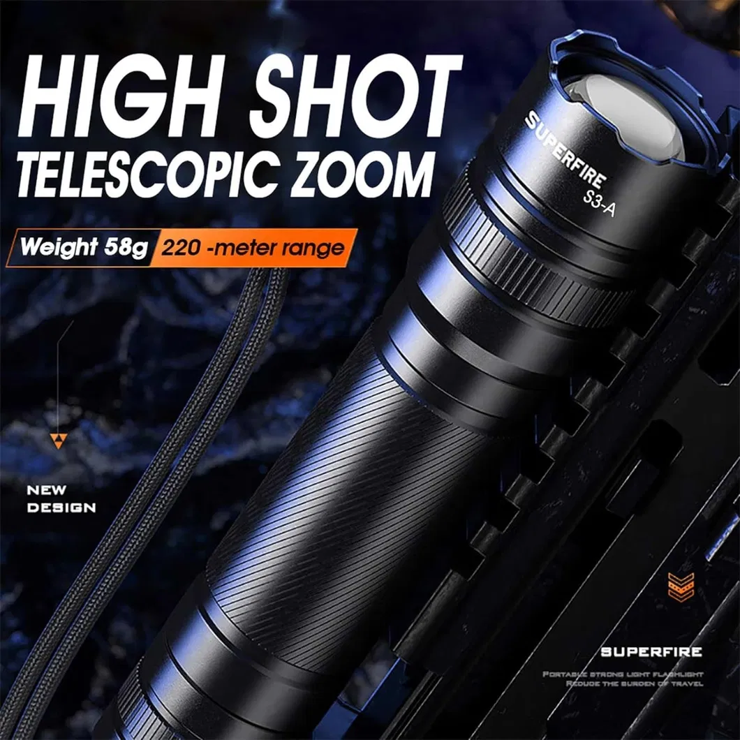 Mini Flashlight, S3-a Aluminum Alloy, Variable Zoom Outdoor Lighting Flashlight