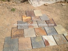 brown color and big slab stone form natural slate pavers
