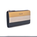 Color Contrast Leather Trifold Women Long Wallet Purse