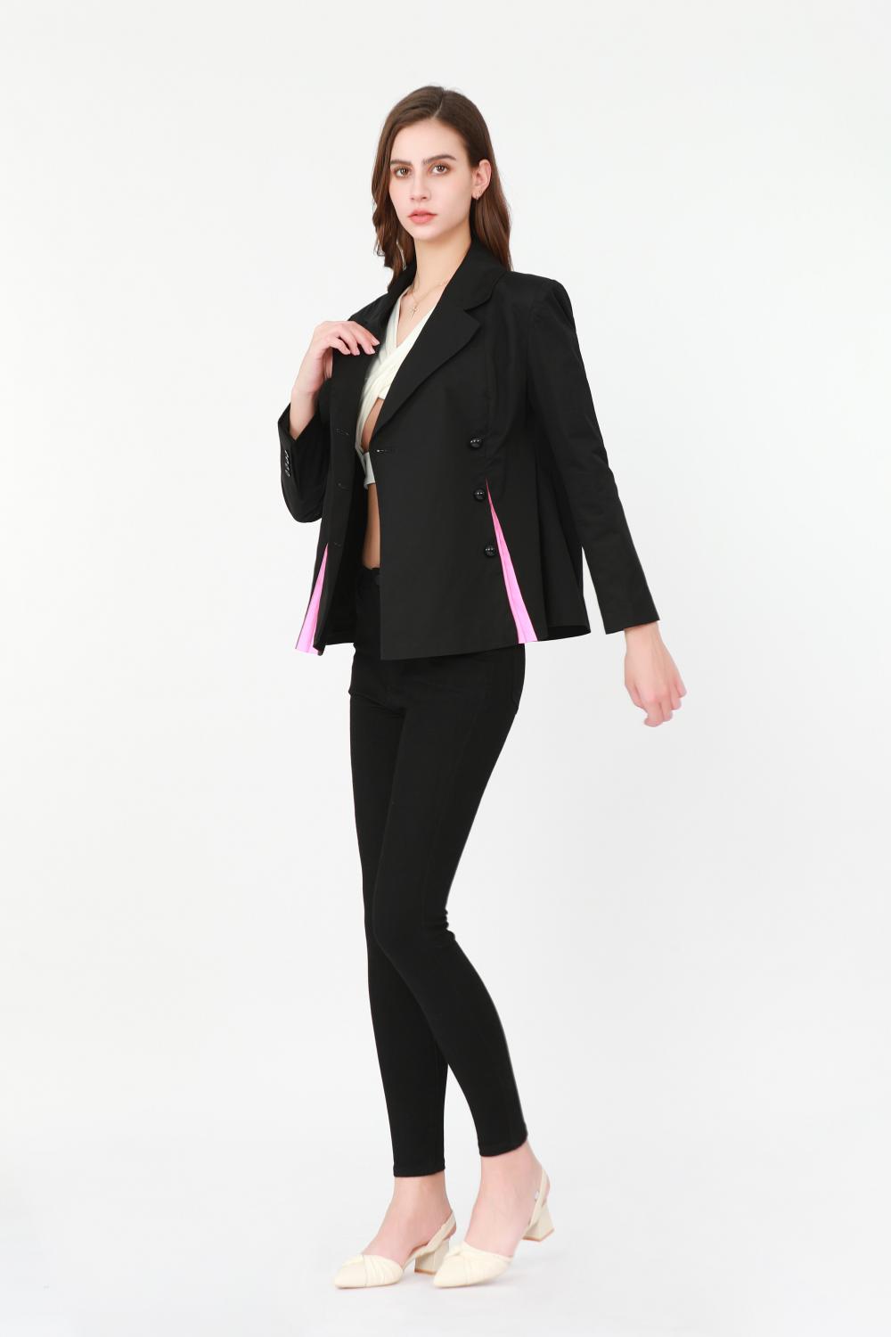 Double-Breasted Pink Split Suit Jacket