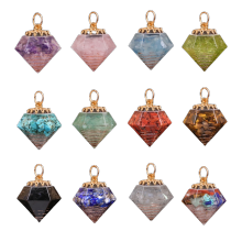 Gemstone Chip Stone Resin Pendant Natural Stone Faceted Chip Resin Charm Pendant for DIY Jewelry Making