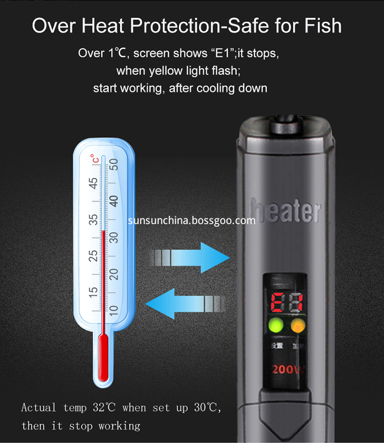 Sunsun 300W Mini Submersible Aquarium Heater Fish Tank