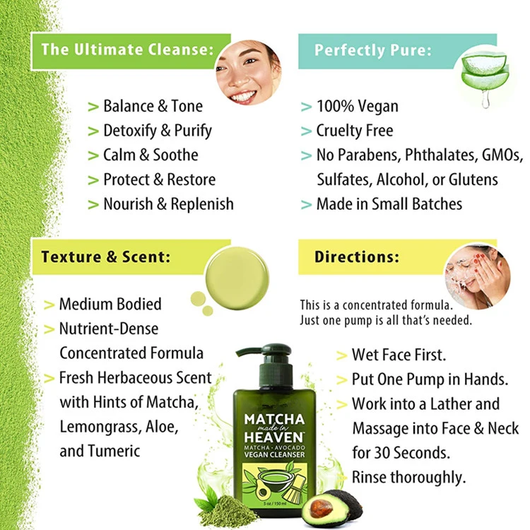 OEM Best Daily Facial Wash Matcha Green Tea Vegan Cleanser