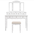 Beau White Solid Wood Dressing Table With Mirror