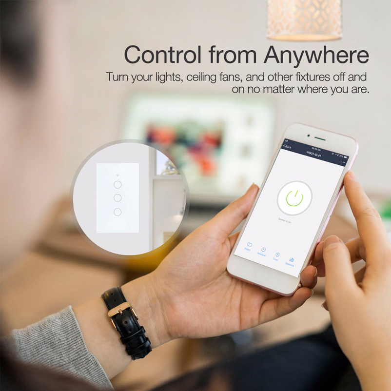 EU UK Google Assistant Wifi Smart Home Amazon Touch Wifi Wall Switch Smart Wall Light Switch 3 Gang Light Switch