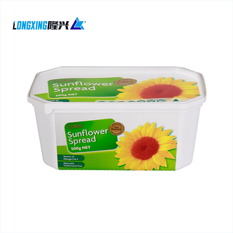 Wholesale custom takeaway in mould labeling 500g butter cup cheese food containers  plastic containers  IML