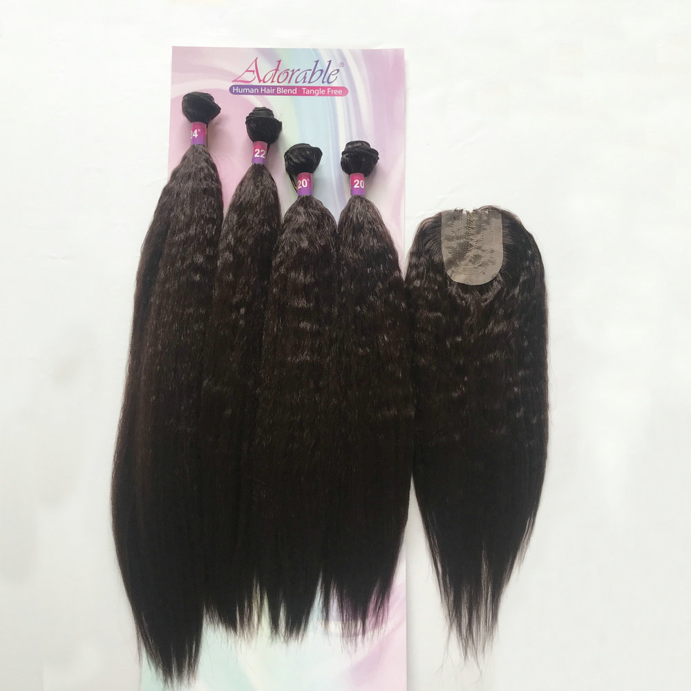 cheap synthetic hair with lace closure, wet and wavy 20" to 24" in a pack