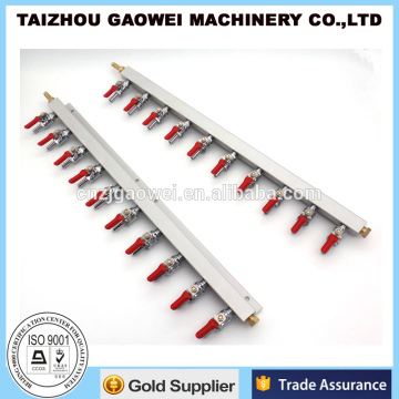 10 ways aluminum gas manifold connected with brass check valve