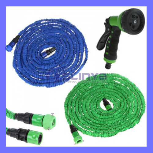 25ft 50ft 75ft Ultralight Flexible 3X Expandable Garden Magic Water Hose Pipe + Faucet Connector + Fast Connector + Multifunctional Spray Nozzle
