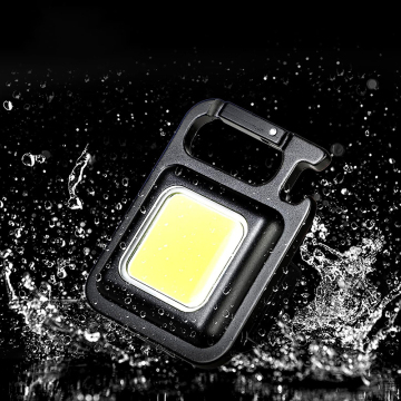 Mini Yellow USB Folding Bottle Opener Keychain Flashlight