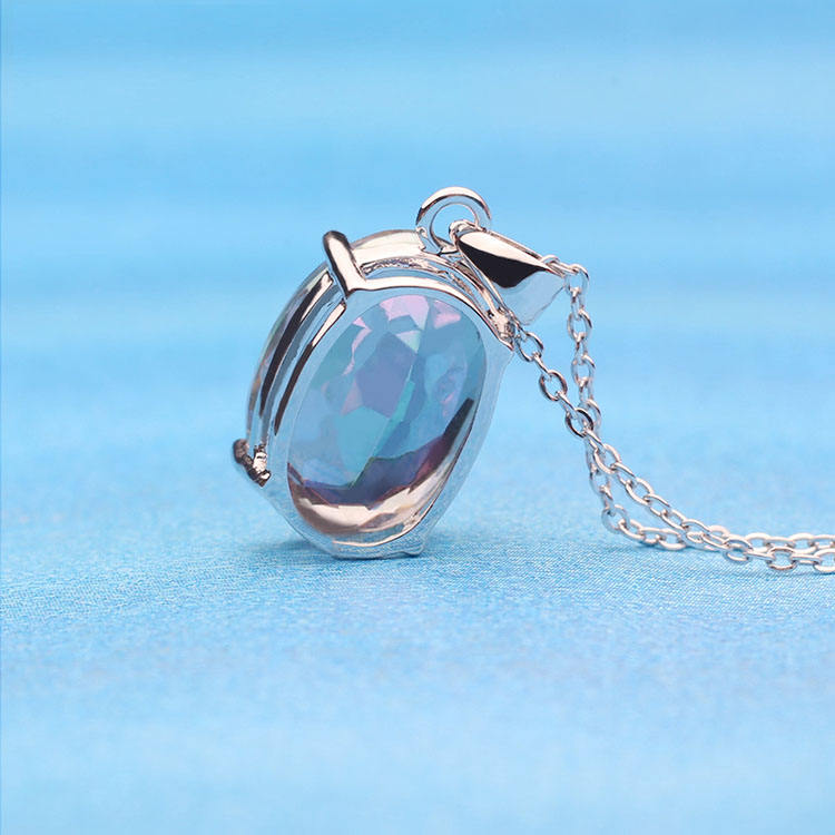 oval 10*14 rainbow mystic fire topaz loose gemstone 925 sterling silver  pendant