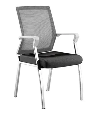 Four Legs Mesh Chair White Frame Gray Mesh Fabric Office Chair