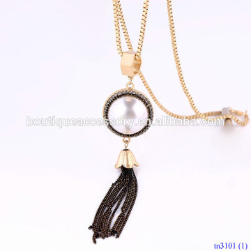 Women's Sweater Necklace Pearl Tassel Necklace Chain
