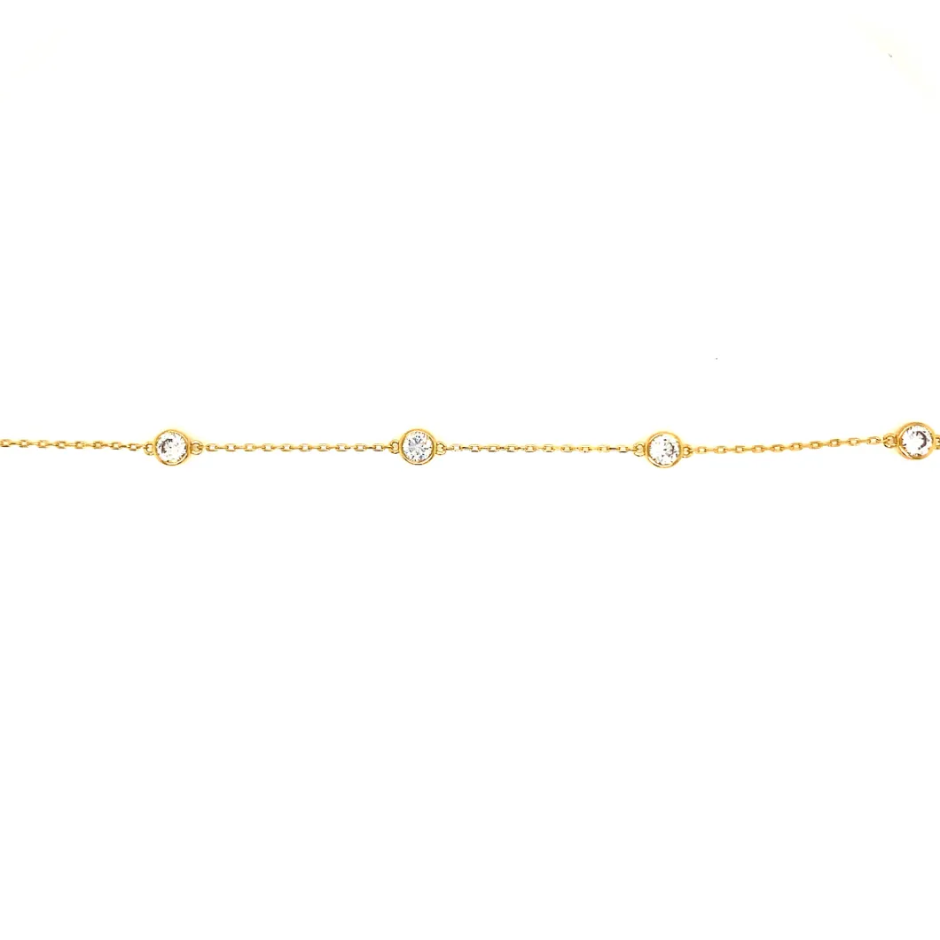 Fashion Jewelry 925 Silver Gold Plating CZ Chain Bracelet