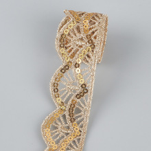 Ethnic Dress Lace Trim with Water-Soluble Factory Gold Silk Accessories