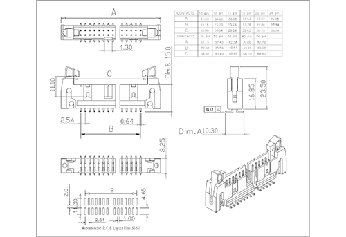 LHDM03 2.54mm Ejector Header SMT, With Special Short Latch