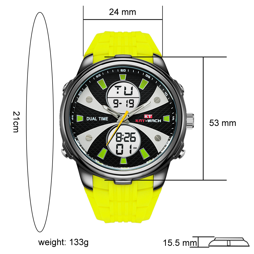 KAT-WACH 719 Men Digital Quartz Watch Silicone Strap Male Army WristWatches