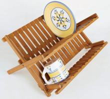 Eco-friendly Bamboo Scissor Style Folding Dish Plate Rack Flatware Holder