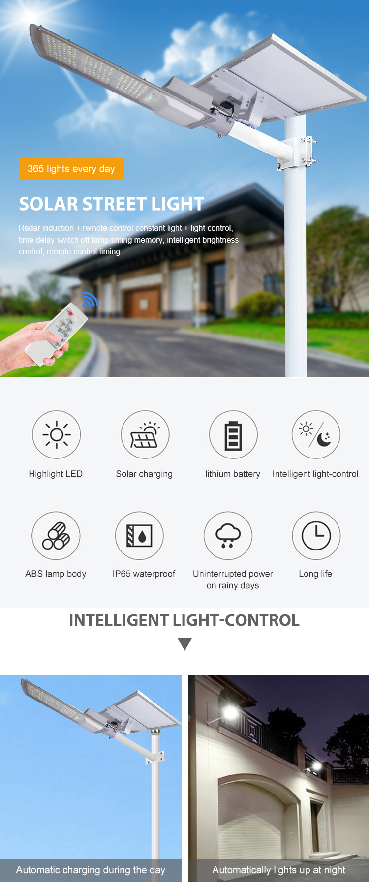 Good quality die casting aluminum waterproof outdoor ip65 SMD 60w 100w 180w 200w solar led street light