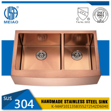 Apron Stainless Steel Double Bowls Rosegold Kitchen Sink