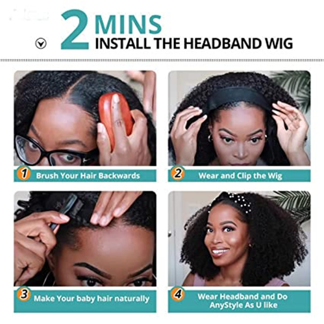 Wholesale Headband Wig Human Hair For Black Women,Raw Virgin Human Hair Headband Wigs